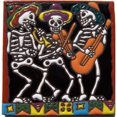 Mexican Talavera Ceramic Colonial Tile Day of dead -- 3011 Mariachi Band